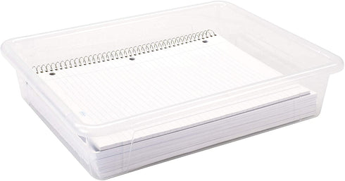 Storex Letter Size Flat Storage Tray Organizer Bin for Classroom, Office and Home, Clear, 5-Pack (62531U05C)