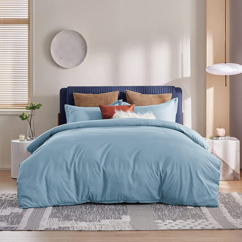 Bedsure Twin Duvet Cover Set Grayish Blue - Brushed Microfiber Soft Duvet Cover Twin 2 Pieces with Zipper Closure, 1 Duvet Cover 68x90 inches and 1 Pillow Sham