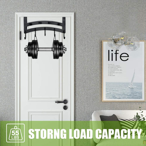 ACMETOP Over The Door Hook Hanger, Heavy-Duty 9 Hook Organizer Rack for Coat, Towel, Bag, Robe, Aluminum, Brush Finish (Black)