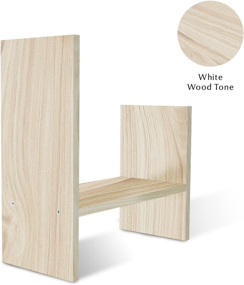 Jerry & Maggie - Desktop Organizer Office Storage Rack Adjustable Wood Display Shelf - Free Style Double H Display - True Natural Stand Shelf - White Wood Tone