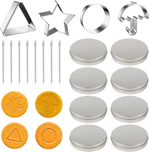 EVERMARKET 20 Pcs Squid TV Game Cookie Cutters Set,4 Stainless Steel Biscuit Cutters 8 Metal Tins& 8 Needles Sugar Candy Molds Cookie Cutters for 2021 Squid TV Game Halloween Christmas Party Props