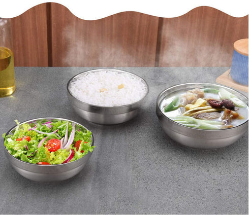 Geini Premium 304 Stainless Steel Bowls Set, Double Walled Insulated, Nesting Serving Bowls without Lids in Kitchen for Soup, Rice, Ice Cream, Kids Snacks, 6 Pack, 13oz Capacity