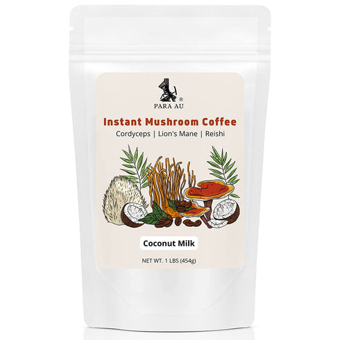 Instant Mushroom Coffee, Nootropic Coffee, Coconut Milk, Cordyceps, Lion’s Mane, Reishi - 1 LBS (454g), PARA AU