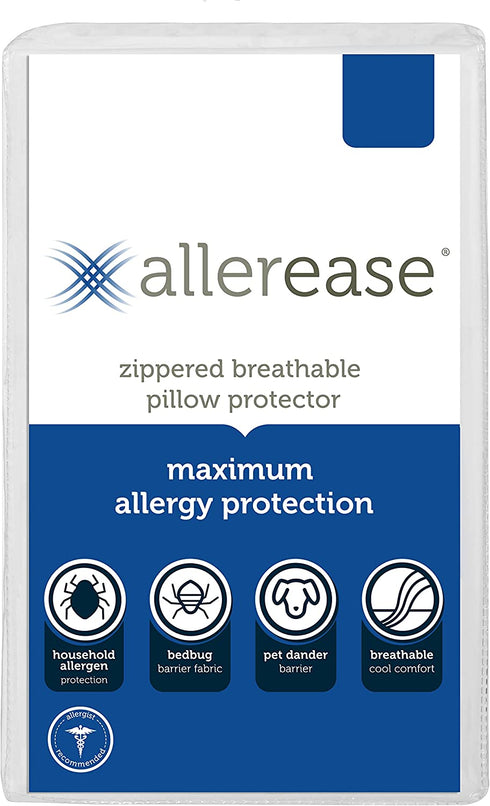 AllerEase Maximum Allergy Pillow Protector, Standard/Queen