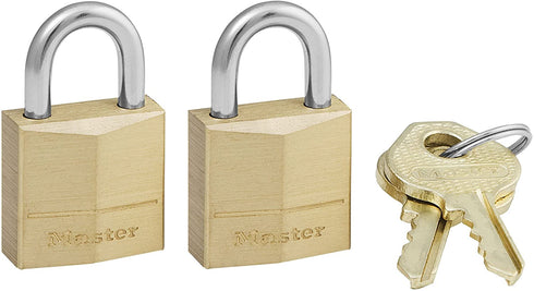 Master Lock Padlock, Solid Brass Lock, 3/4-Inch Body Width, 120T, Keyed alike, 2-Pack