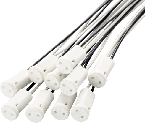 Rayhoo G4 LED Bulb Socket Halogen MR11 Base Ceremic Lamp Holder Socket, Miniature Bi-Pin Base Socket, Halogen Incandescent Led Socket Ceramic Body Lamp Holder, 10-Pack