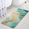 Uphome Bath Rug Runner Luxury Turquoise Marble Velvet Bath Mat 18x47 inch Non-Slip Long Bathroom Rugs Machine-Washable Soft Microfiber Floor Rugs for Bathtub Shower