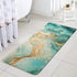 Uphome Bath Rug Runner Luxury Turquoise Marble Velvet Bath Mat 18x47 inch Non-Slip Long Bathroom Rugs Machine-Washable Soft Microfiber Floor Rugs for Bathtub Shower