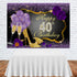 Happy 40th Birthday Backdrops Shining Purple Dots and Gold Frame Photography Background for Party Decorations Rose Floral Balloons Heels Champagne Glass Party Banner Supplies Photo Studio Props 7x5ft