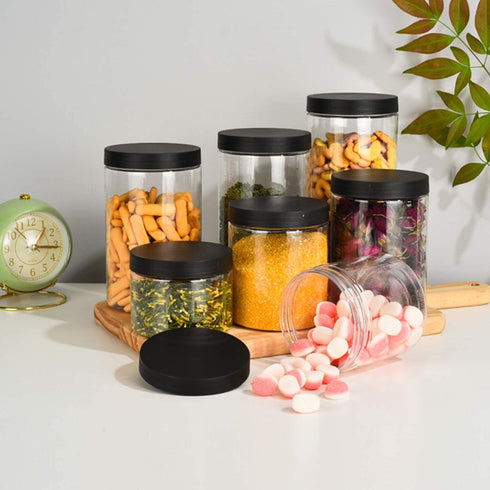 2.5 oz Durable Plastic Jars, Accguan Clear Container for Food Storage, Airtight Plastic Jars Ideal For Dry Food, Spices and Bird Feed Storage, 48 PACK
