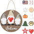 Interchangeable Welcome Sign for Front Door Wooden Wreath for All Seasons Hanging Porch Outdoor Farmhouse