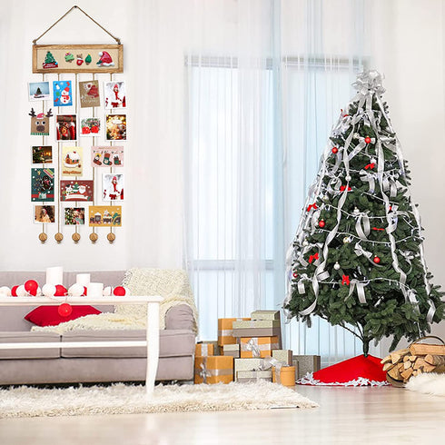 Bulletin Board Wall Decor Picture Frames Collage Hanging Photo Display Multi Pictures Organizer Wood Cork Board Photo Frame with 30 Clips and 6 Pushpins for Room Carbonized Black