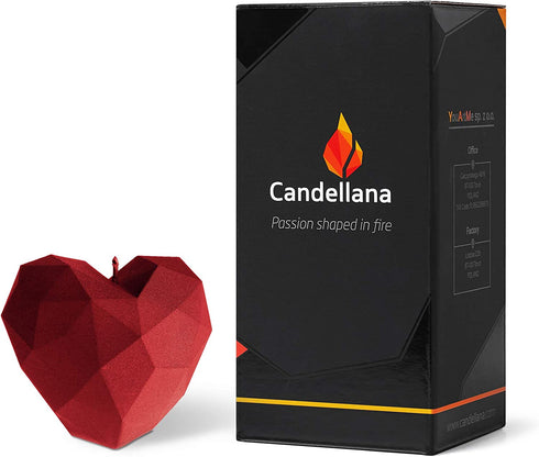 Candellana Heart Shaped Candle, Sweet, Romantic, Fun, Modern, (3-inch Cherry red)