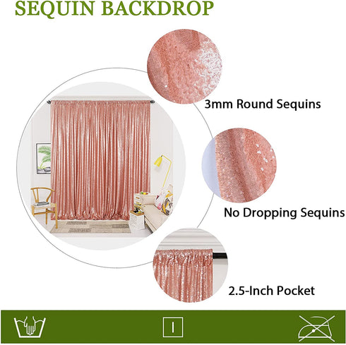 Sequin Curtains 2 Panels 2FTx8FT Blush Glitter Backdrop Blush Sequin Photo Backdrop Backdrop Curtains M1120