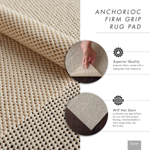 Nourison Anchorlock Non Slip Area Rug Runner Pad 1'8" x 7'6", Ivory
