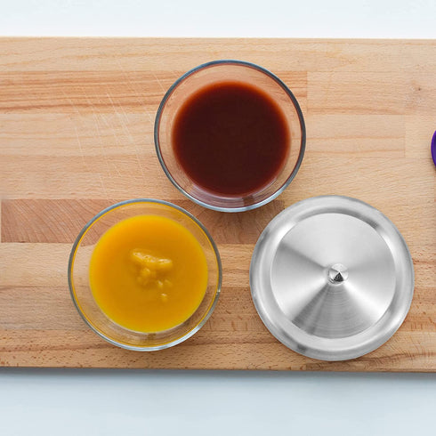 Cabilock 5pcs Coffee Mug Seal Cap Stainless Steel Water Beverage Drinking Cup Lid Cover with Handle Anti Dust Hot Tea Cup Cover for Home Shop