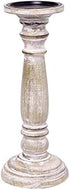 Hosley 12 Inch High Wood Pillar Distress Finish Candleholder. Ideal Gift for Wedding, Party, Home, Spa, Reiki, Aromatherapy, Votive Candle Gardens O3