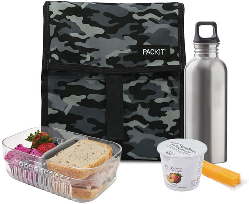 PackIt Freezable Lunch Bag with Zip Closure, Charcoal Camo
