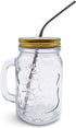 Home Suave Mason Jar Mugs with Handle, Regular Mouth, Colorful Lids with 2 Reusable Stainless Steel Straw, Set of 2 (Gold), Kitchen Glass 16 oz Jars,Refreshing Ice Cold Drink & Dishwasher Safe