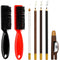 6 Pieces Barber Pencil Set 4 Barber Pencils with Built-in Sharpener and 2 Barber Blade Cleaning Brushes Hairline Outline Pencils Trimmer Clipper Brushes for Me (Black, White, Dark Brown, Light Brown)
