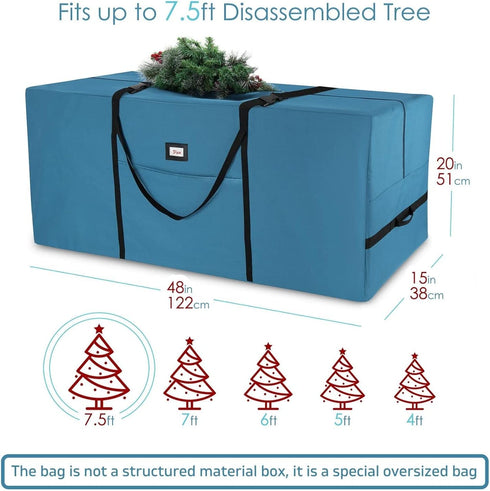 Hearth & Harbor Christmas Tree Storage Bag - Fits Up to 7.5 ft Holiday Trees - Large Christmas Tree Storage Box Container Made from Durable Waterproof Fabric with Handles & Dual Zipper