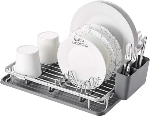 KK KINGRACK Aluminum Dish Drying Rack with Utensil Holder, Drainboard for Kitchen Countertop Dish Drainer 112055