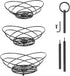 3-Tier Fruit Basket Bowl for Countertop - Homewill Large-Capacity Metal Fruit Bowls for Kitchen Counter | Detachable Fruits Baskets with Handle for Vegetable Banana