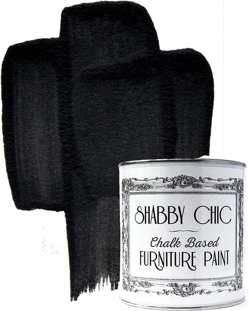 Shabby Chic Chalked Furniture Paint: Luxurious Chalk Finish Furniture and Craft Paint for Home Decor, DIY Projects, Wood Furniture - Interior Paints with Rustic Matte Finish - 8.5oz - Black Liquorice