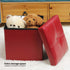 B FSOBEIIALEO Folding Storage Ottoman, Faux Leather Footrest Seat Coffee Table Toy Chest for Kids, Red 11.8"x11.8"x11.8"