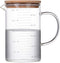 KINNOSE Graduated Beaker Mug with Handle and Durable Bamboo Lid Borosilicate Glass Multi-Function Food Grade Measuring Cup 1000ML