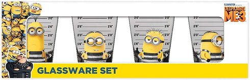 Silver Buffalo Minions Despicable Me Mug Shot 4 Pack Mini Glass Set, 1.5 Ounces