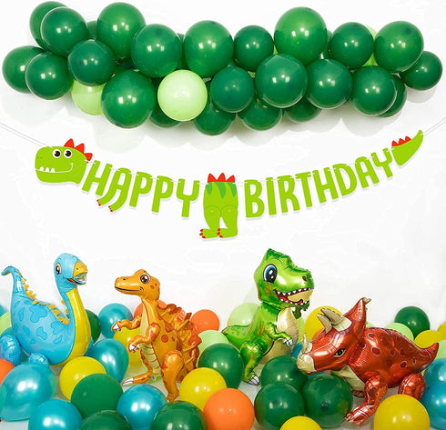 Decorlife Dinosaur Birthday Decorations, 92 Pack Dinosaur Birthday Party Supplies for Boys, Pin the Tail on the Dinosaur, Dino Foil Balloons, Fringe Curtains, Banner, Party Hats Included