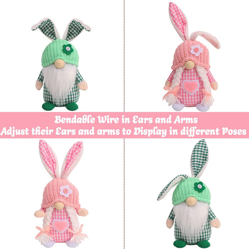 Easter Gnomes Decorations, 2 Pcs Plush Easter Bunny Handmade Swedish Tomte Elf Stuffed Doll Rabbit Gifts Cute Easter Faceless Dwarf Bunny Household Ornaments, Home Decor