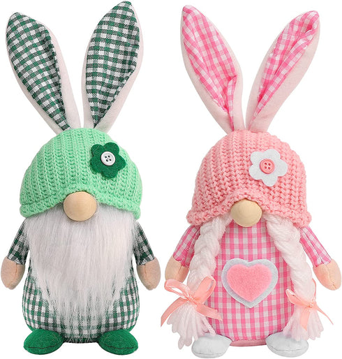 Easter Gnomes Decorations, 2 Pcs Plush Easter Bunny Handmade Swedish Tomte Elf Stuffed Doll Rabbit Gifts Cute Easter Faceless Dwarf Bunny Household Ornaments, Home Decor