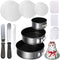 Springform Cake Pans - 4" 7" 9" Non-stick Round Bakeware Cake Pan and 150-piece Parchment Paper Liners (BLACK)