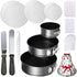 Springform Cake Pans - 4" 7" 9" Non-stick Round Bakeware Cake Pan and 150-piece Parchment Paper Liners (BLACK)