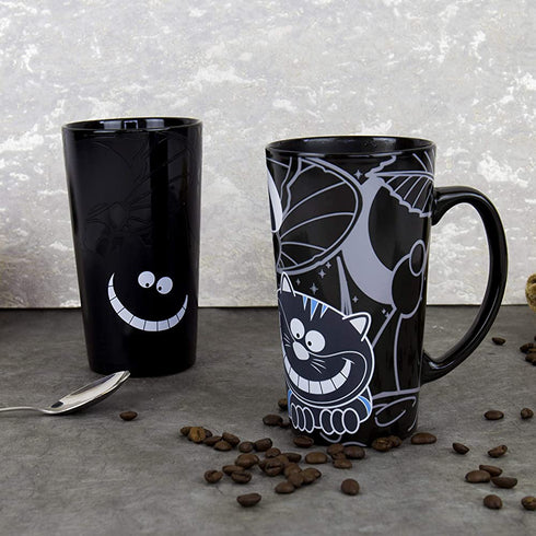 Gift Republic GR450029 Cheshire Cat Heat Chaning Mug, Large, BLACK