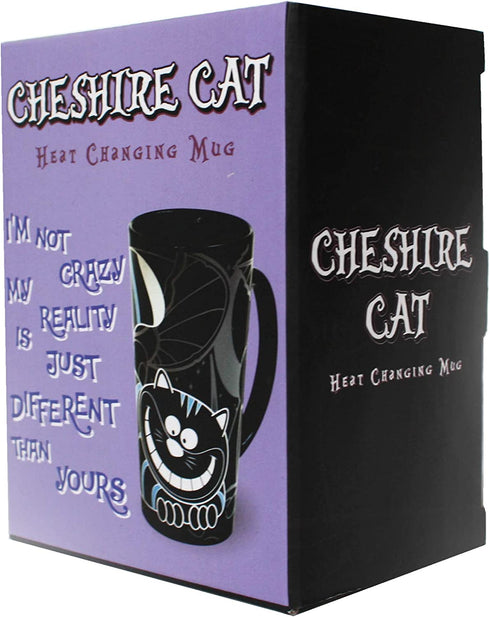 Gift Republic GR450029 Cheshire Cat Heat Chaning Mug, Large, BLACK