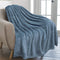 PAVILIA Waffle Textured Fleece Throw Blanket for Couch Sofa, Dusty Slate Light Blue | Soft Plush Velvet Flannel Blanket for Living Room | Fuzzy Lightweight Microfiber Throw for All Seasons, 50 x 60