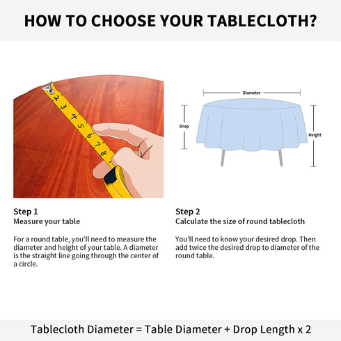 Romanstile Round Waterproof Tablecloth Stain Resistant and Wrinkle Free Table Cloths for Kitchen Dining/Party/Wedding Indoor and Outdoor Use Washable Polyester Table Cover (White, 60 inch)