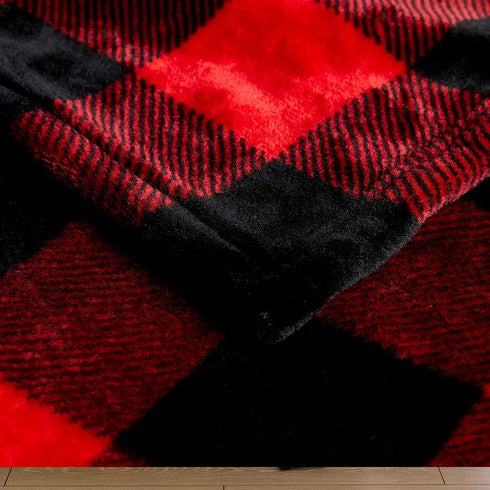 NEWCOSPLAY Buffalo Plaid Throw Blanket Soft Flannel Fleece Checker Pattern Lightweight Decorative Blanket for Bed Couch (280GSM-Red-Black, Twin(60"x80"))