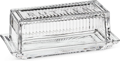 Abbott Collection Quarter Lb Glass Butter Dish with Cover, 7 inches Long, Clear