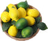 Fake Fruit Artificial Lemons, 3.1''—2.2'' Faux Lemon Fake Limes with Leaves, Lifelike Fake Lemon Decor for Kitchen Table Cabinet Party, Plastic Fruits Photography Prop 36PCS