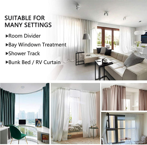 Ceiling Curtain Track, Curved Curtain Track Ceiling Mount Flexible Ceiling Track with Curtain Track System, Alloy Plastic Ceiling Track Room Divider For Bay Window Bunk Bed RV Curtain (3Meters White)