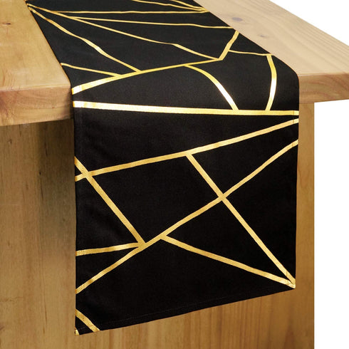 Letjolt Golden Printing Table Runner Black Table Deco Stylish Wedding Party Table Setting Bridal Shower 12x108 Inches