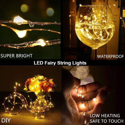 20 Pack 3.3FT 10 LED Fairy Lights Battery Operated LED String Lights Copper Wire Decorative Lights for Halloween Christmas Bedroom Patio Wedding Party (Warm White)