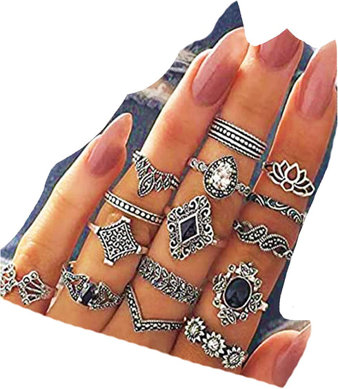 BERYUAN Rings Black Rings Goth Rings for Women Rings for Teen Girls Womens Rings Cute Rings Stackable Rings Set?12Pcs)(Rings Size 5,5.5,6.5,7,7.5,8.5)