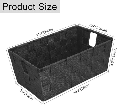 homyfort Woven Shelf Storage Tote Basket Bins Container, Storage Boxes Cube Organizer with Built-in Handles for Bedroom, Office, Closet, Clothes, Kids Room, Nursery 3pk(Grey)
