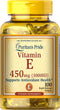 Vitamin E 450 Mg, supports immune function, 100 count by Puritan's Pride