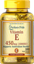 Vitamin E 450 Mg, supports immune function, 100 count by Puritan's Pride